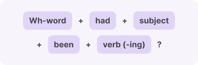 Past Perfect Continuous formula for Wh Questions 1