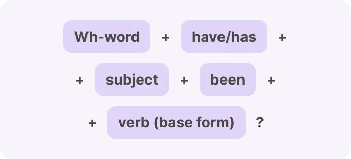Present Perfect Continuous formula for Wh Questions 1