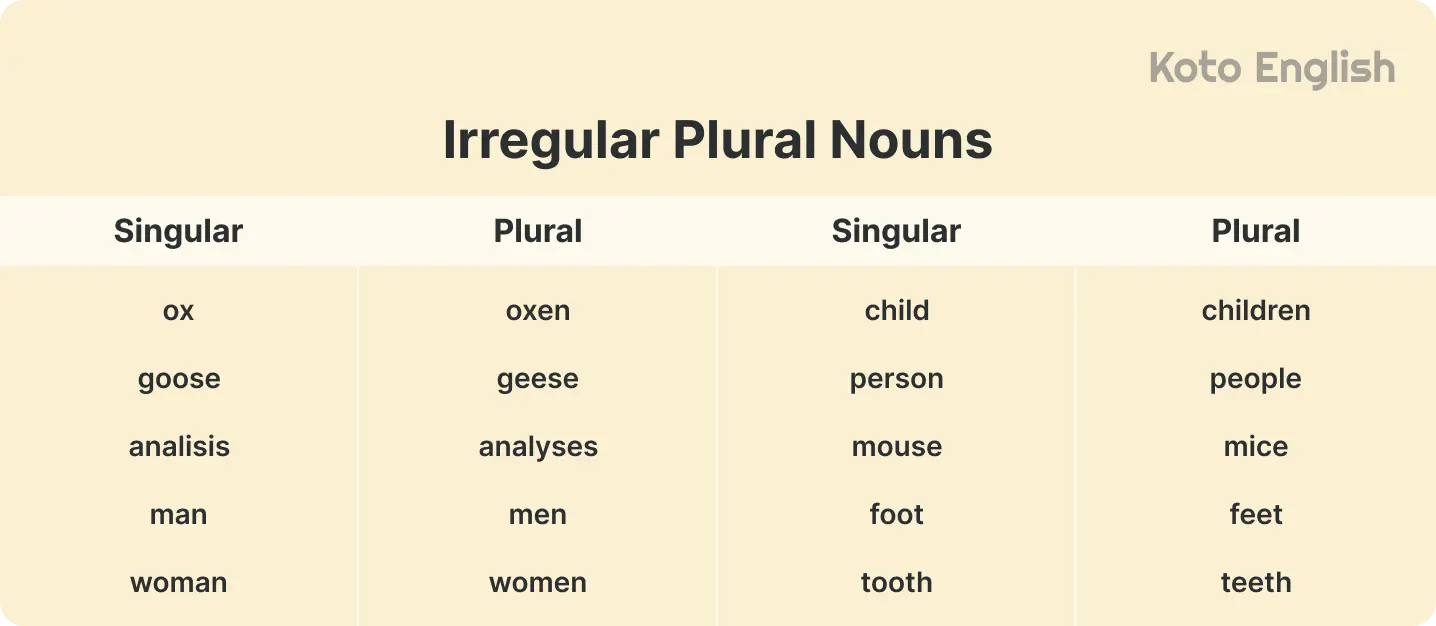 Irregular plural nouns