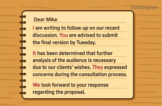 Personal Pronouns Example in formal writing 1