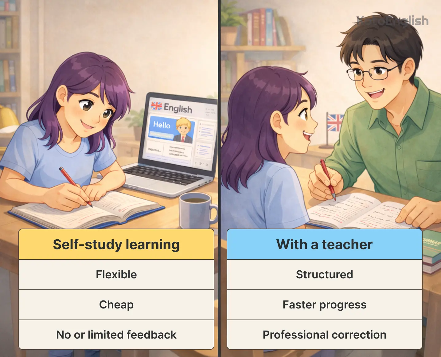 Self study vs learning with teacher