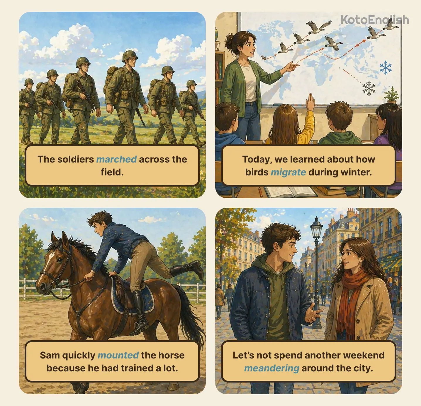 action verbs that start with m