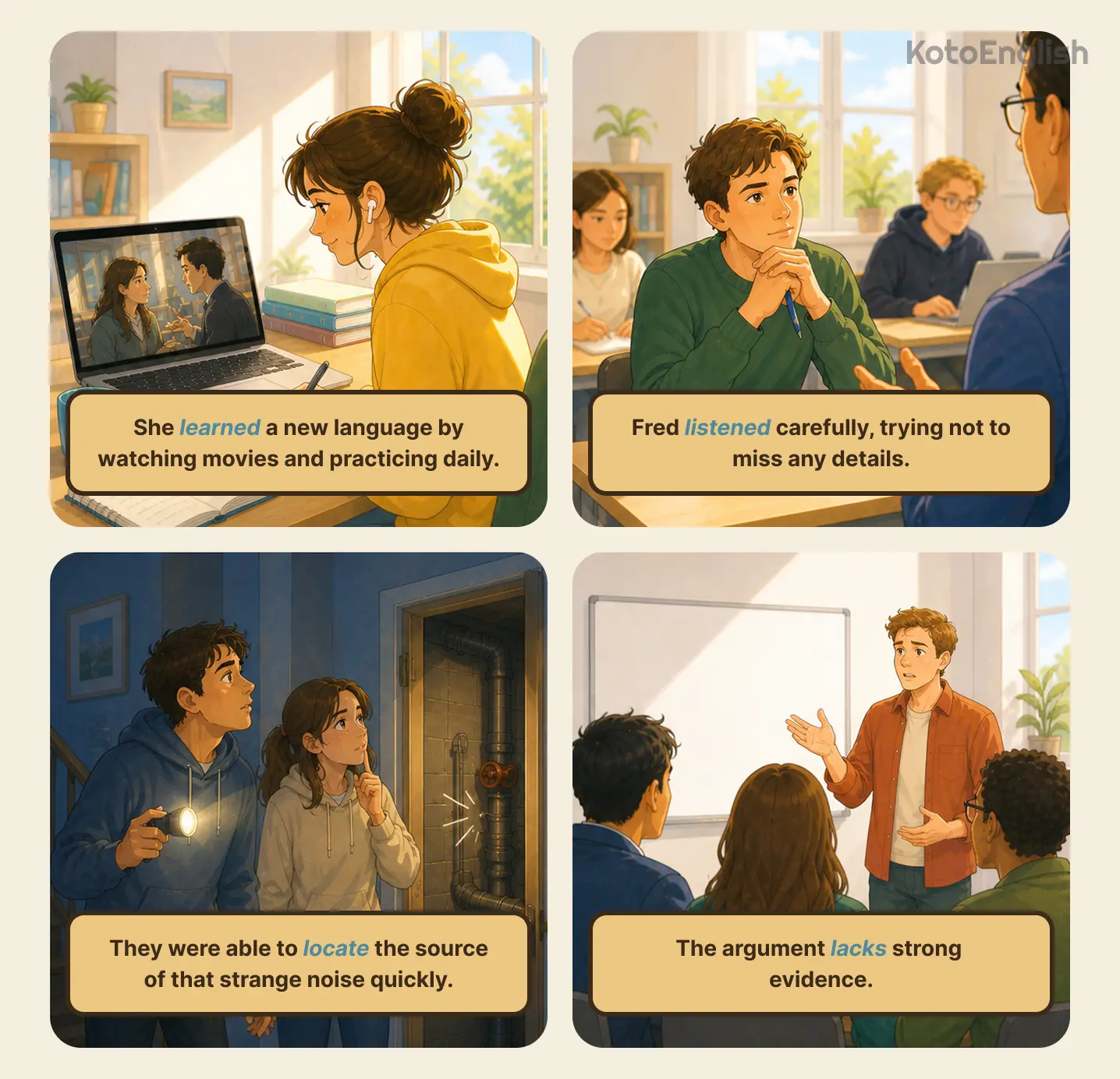 mental and cognitive verbs with l